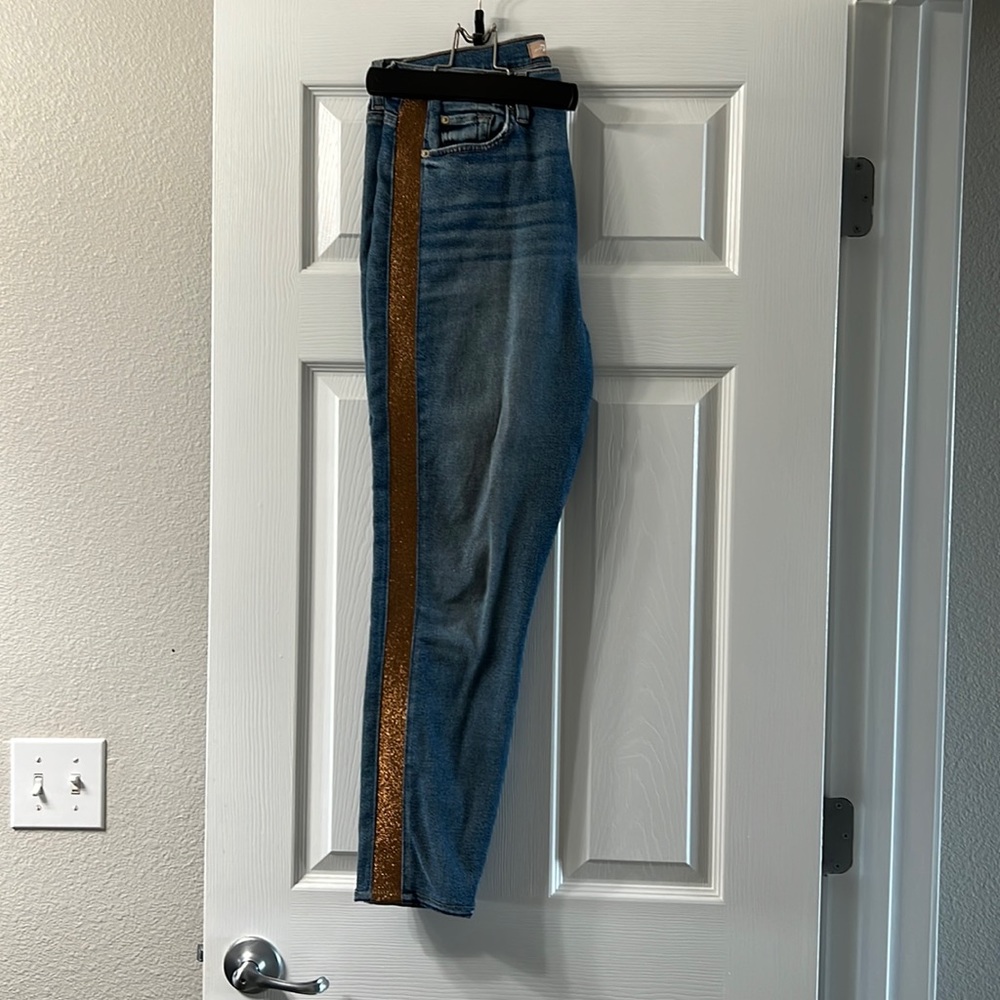 Seven for all mankind high waisted skinny tuxedo straight jeans